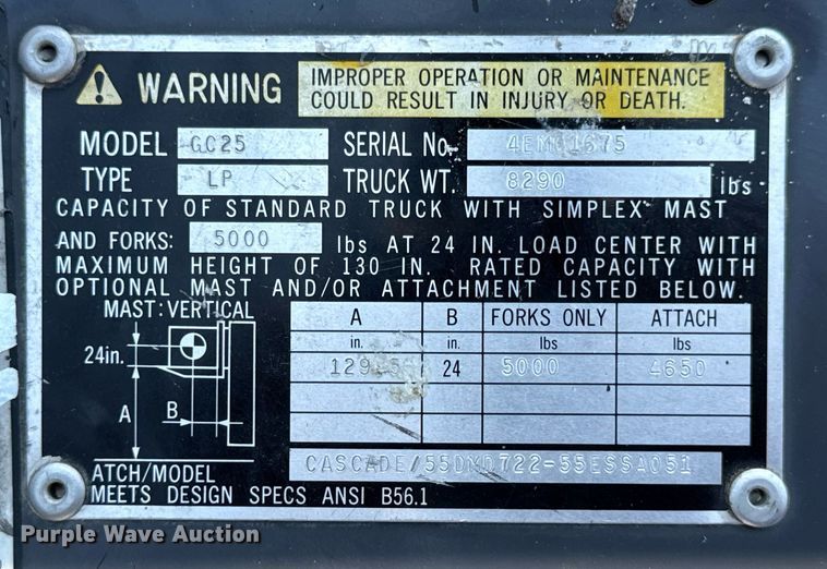 image for item EN4579 Caterpillar GC25 forklift