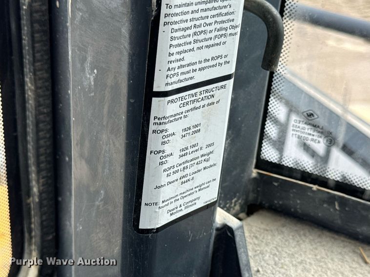 image for item EN4622 2014 John Deere 844K-II wheel loader