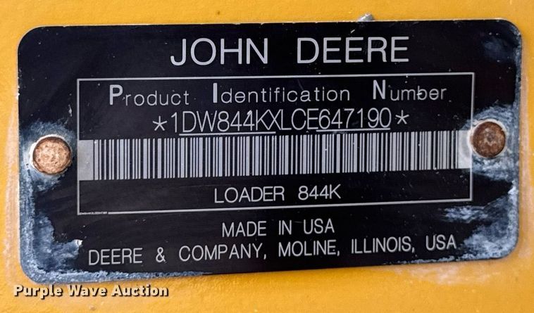 image for item EN4622 2014 John Deere 844K-II wheel loader