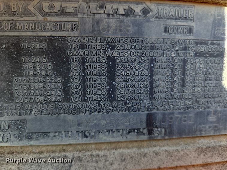 image for item EN8228 1988 Utility dry van office trailer