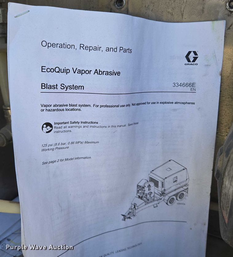 image for item EN8241 2010 EcoQuip EQ400T-A vapor abrasive blast system trailer