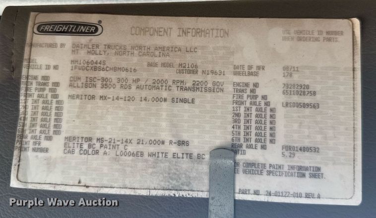 image for item ER2088 2012 Frieghliner Business Class M2 bucket truck