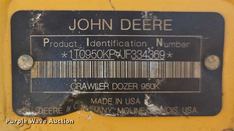 image for item FB9402 2018 John Deere 950K dozer