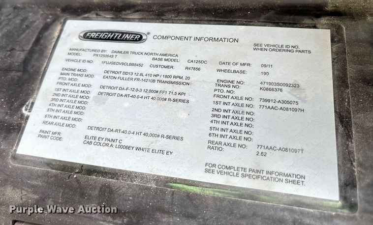 image for item YA0649 2012 Freightliner Cascadia 125 dump truck