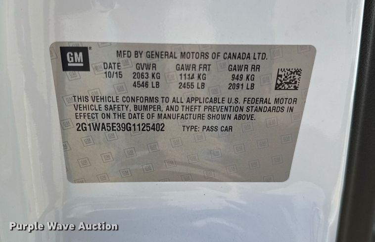 image for item DH9871 2016 Chevrolet Impala Limited 