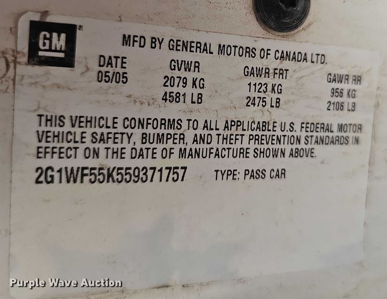 image for item DR3858 2005 Chevrolet Impala 