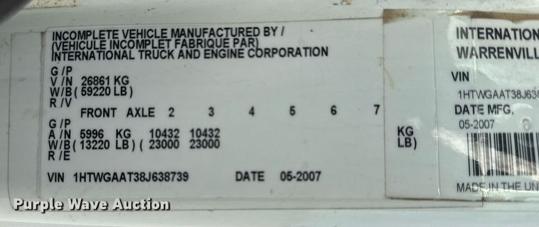 image for item DS3799 2008 International 7400 dump truck