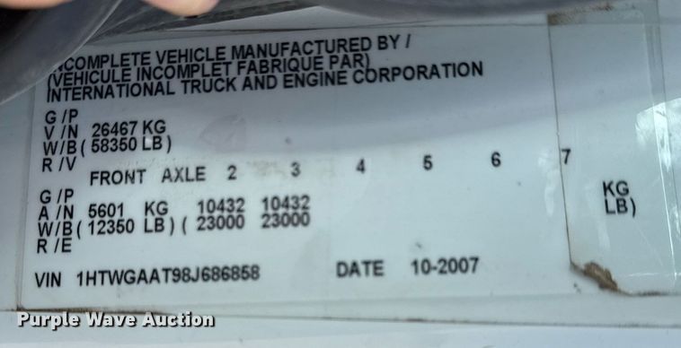 image for item DS3800 2008 International 7400 dump truck