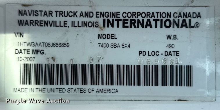 image for item DS3803 2008 International 7400 dump truck