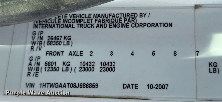 image for item DS3803 2008 International 7400 dump truck