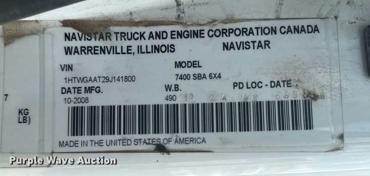 image for item DS3805 2009 International 7400 dump truck