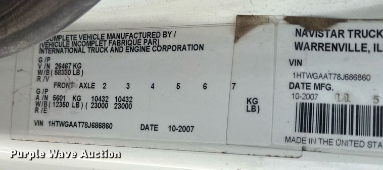 image for item DS3806 2008 International 7400 dump truck