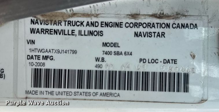 image for item DS3807 2009 International 7400 dump truck