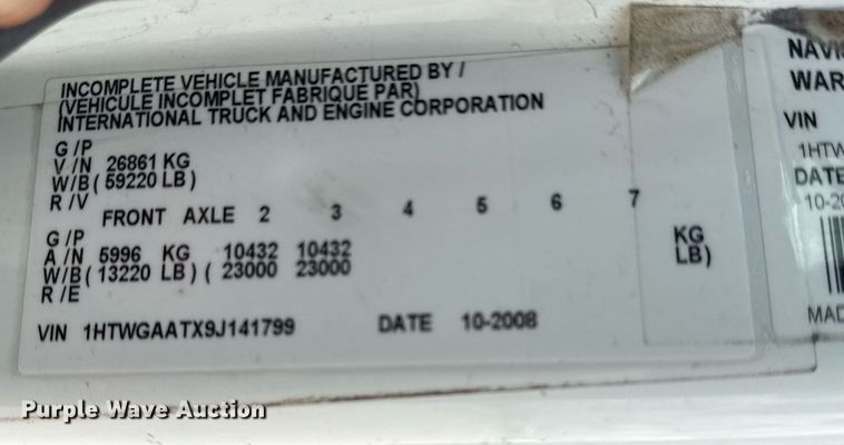 image for item DS3807 2009 International 7400 dump truck