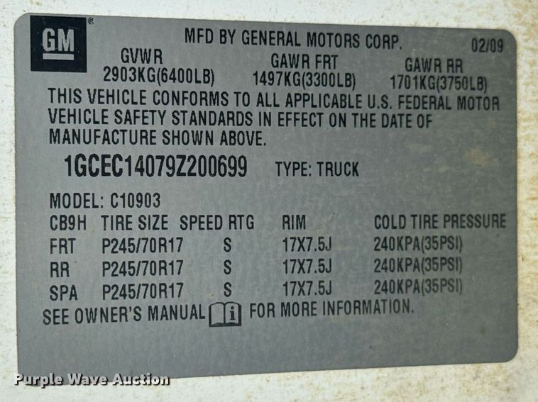 image for item DU9327 2009 Chevrolet Silverado 1500 pickup truck