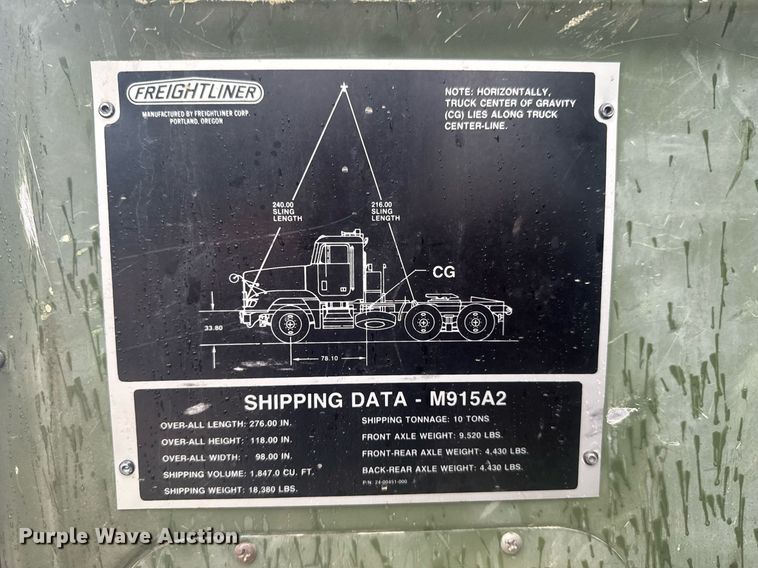 image for item DU9329 1991 Freightliner M915A2 semi truck