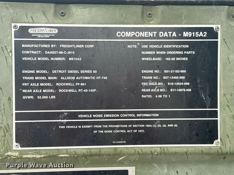 image for item DU9329 1991 Freightliner M915A2 semi truck