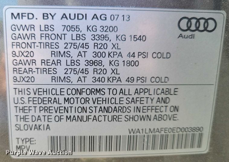 image for item DX7143 2014 Audi Q7 SUV