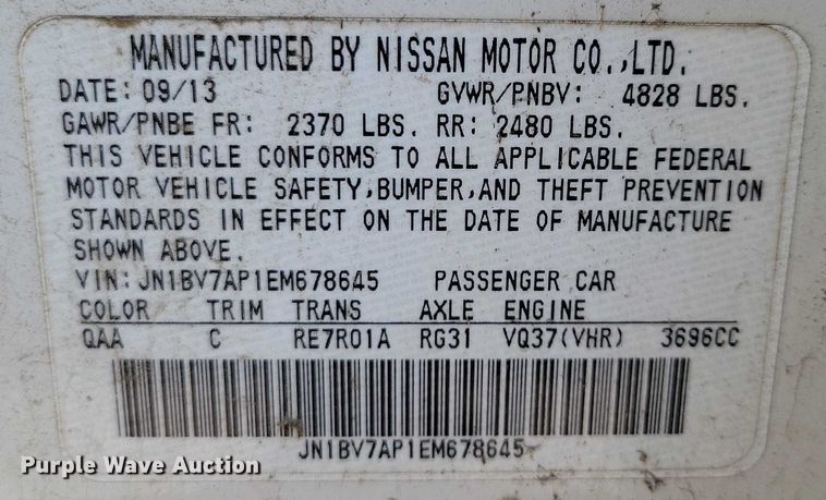 image for item DX7147 2014 Infiniti  Q50 