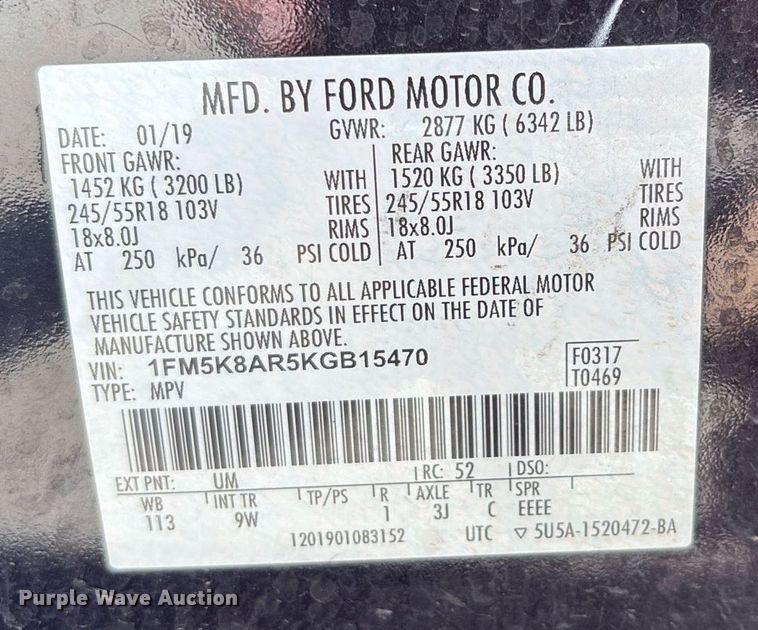 image for item DX8002 2019 Ford Explorer Police Interceptor SUV