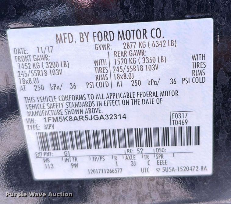 image for item DX8003 2018 Ford Explorer Police Intercepter SUV