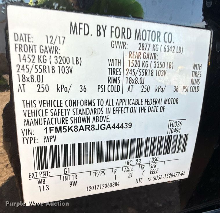 image for item DZ8665 2018 Ford Explorer Police Interceptor SUV