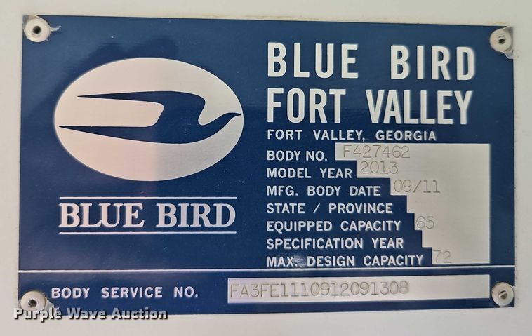 image for item EB8160 2013 Blue Bird All American  school bus