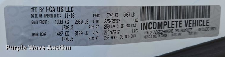 image for item EC4322 2017 Dodge Grand Caravan handicap accessible van