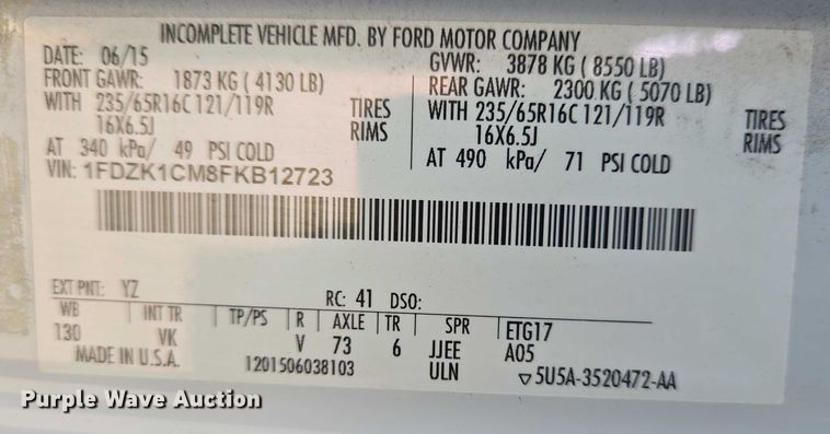 image for item EC4323 2015 Ford Transit 150 van