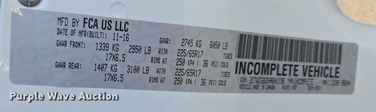 image for item EC4326 2017 Dodge Grand Caravan handicap accessible van