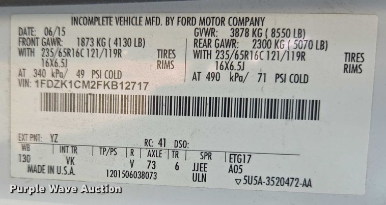 image for item EC4328 2015 Ford Transit 150 van