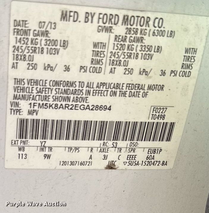 image for item ED4147 2014 Ford Explorer Police Interceptor SUV