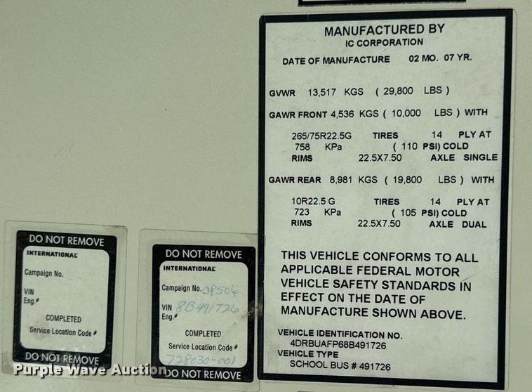 image for item ED4281 2008 IC CE200 school bus