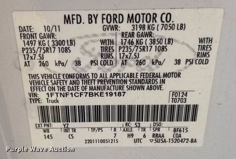 image for item ED4303 2011 Ford F150 pickup truck