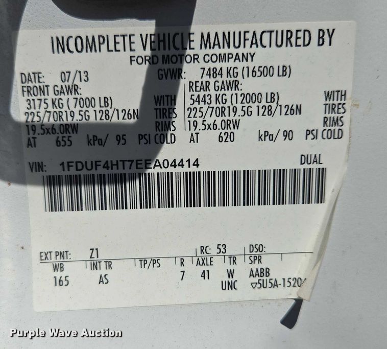 image for item EF1620 2014 Ford F450 Super Duty XL dump truck