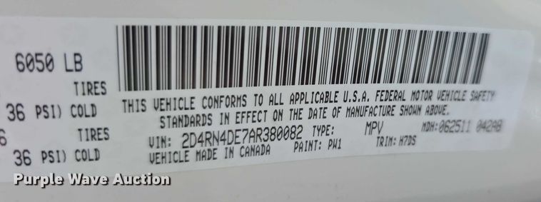 image for item EF3589 2010 Dodge Grand Caravan SE van