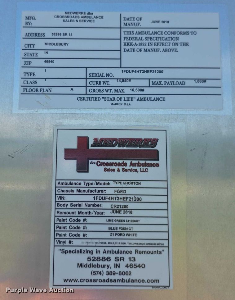 image for item EF3591 2017 Ford F450 XLT ambulance