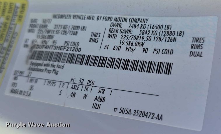 image for item EF3591 2017 Ford F450 XLT ambulance