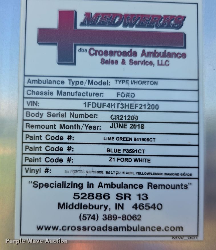 image for item EF3591 2017 Ford F450 XLT ambulance