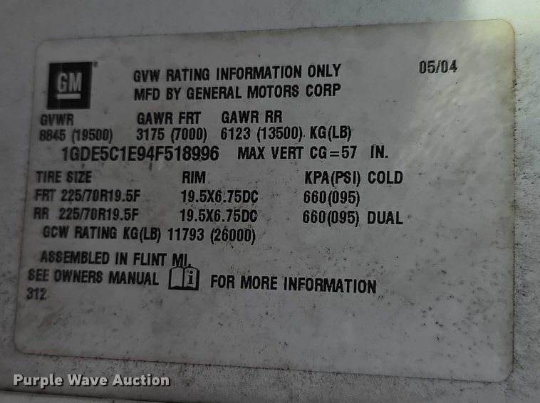 image for item EF3670 2004 GMC C5500 dump truck