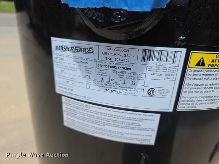 image for item EK5416 Master force 2072404 air compressor