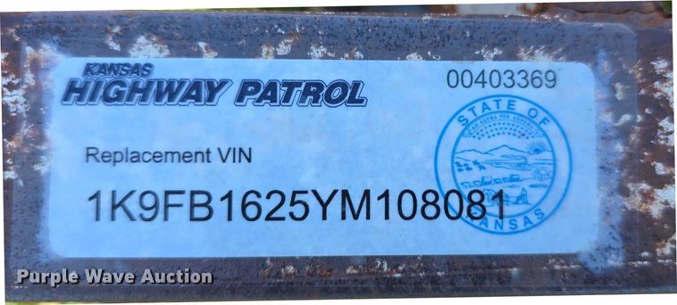 image for item EK5428 2000 Kodiak equipment trailer