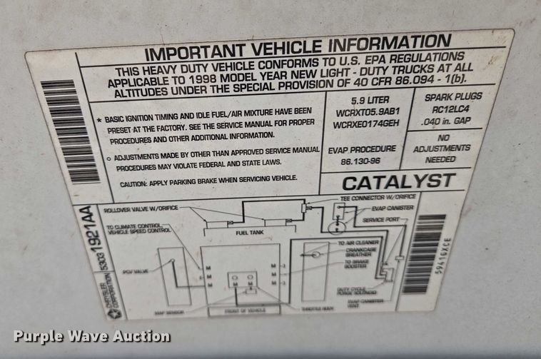 image for item EN8076 1998 Dodge Ram Wagon 3500 van