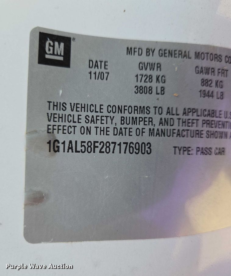 image for item EN8079 2008 Chevrolet Cobalt LT 