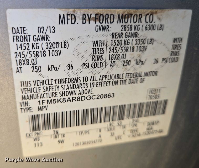 image for item EN8207 2013 Ford Explorer Police Interceptor SUV