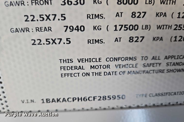 image for item EN8247 2012 Blue Bird Vision school bus