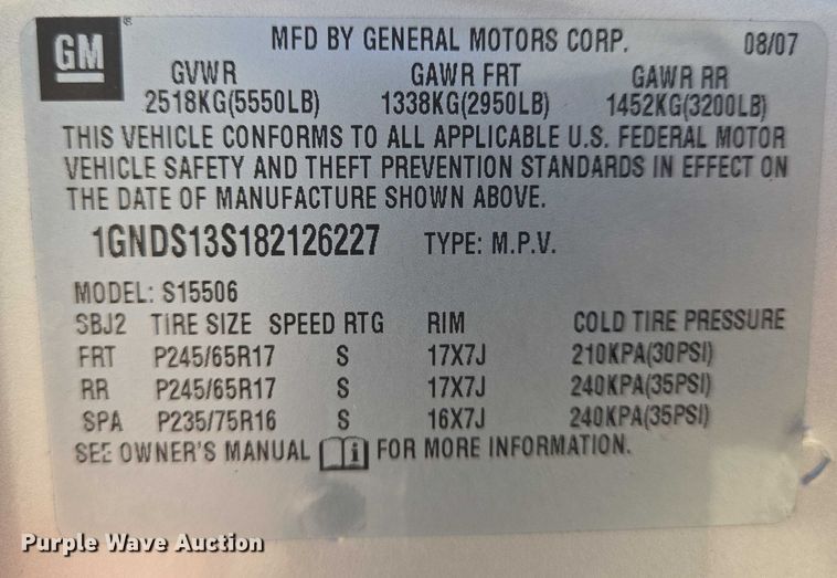 image for item EN8258 2008 Chevrolet Trailblazer LS SUV