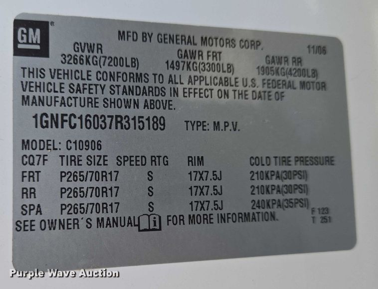 image for item EN8264 2007 Chevrolet Suburban 1500 SUV