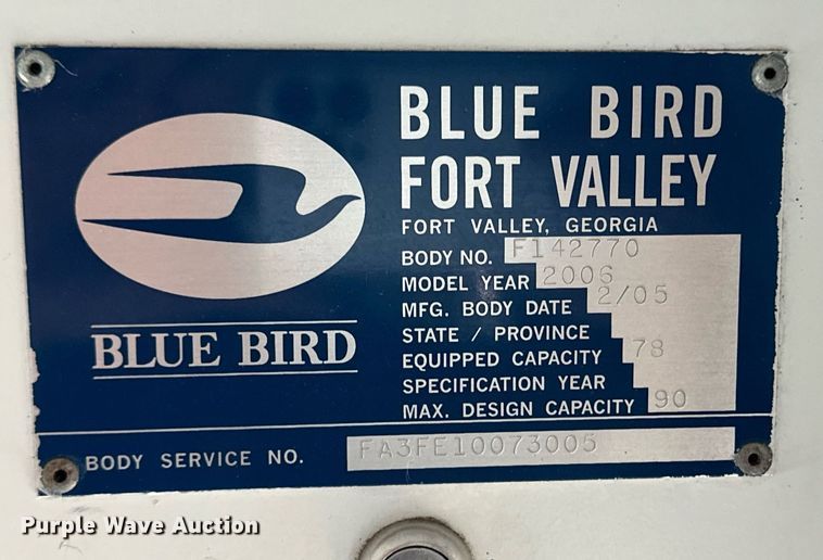 image for item EQ4854 2006 Blue Bird All American FE school bus