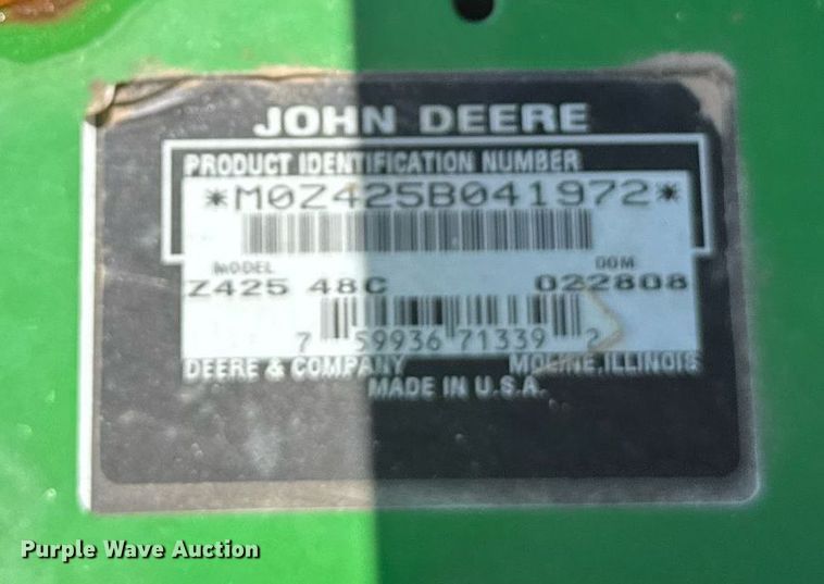 image for item ER2102 2008 John Deere Z425 ZTR lawn mower